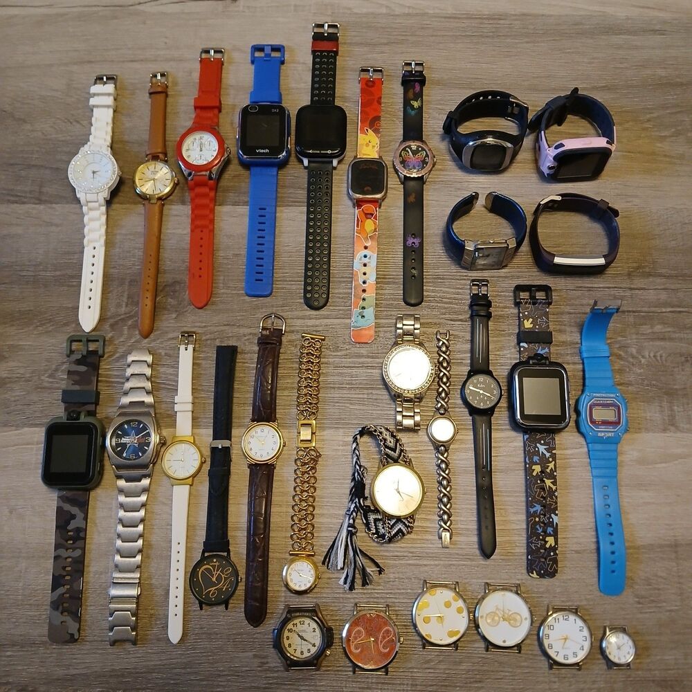 Huge Watch Lot of 25+ Mixed Brands Vintage & Modern Parts/Repair Untested-Box 44